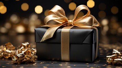 golden gift box with ribbon
