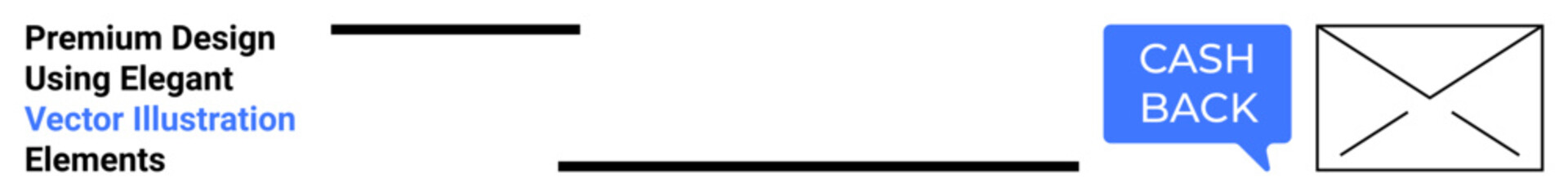 Speech bubble labeled Cashback next to a mail envelope symbolizing money-back offers, rewards, or financial communication. Ideal for marketing, finance, e-commerce, online deals, payments, banking