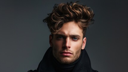 Fototapeta premium Portrait of man with stylish hair for salon, AI generated image