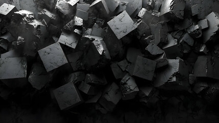 Dark gray cubes pile, abstract background