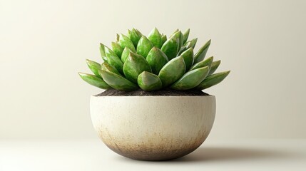 Lush Green Succulent Plant in a Modern Ceramic Pot Home Decor Minimalist Design