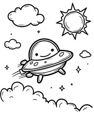  Cute UFO Flying Through Starry Sky