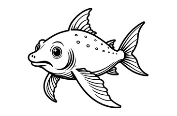 Fototapeta premium Cartoon Fish with Big Eyes and Spotted Pattern