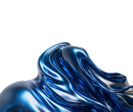 metallic blue wave isolated on white background