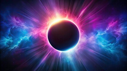 Eclipse Mystery: Vibrant Black, Dark Blue & Fuchsia Noise Texture Banner - Abstract Gradient Shapes