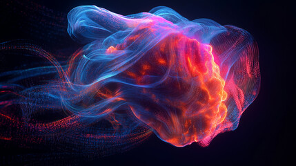 Obraz premium Colorful abstract light display with flowing patterns on a dark background