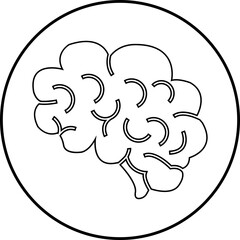 Human internal organ anatomy brain con. Brain mental healthcare sign line vector isolated on transparent background. Science symbol skin layer intestine linear Pictogram.