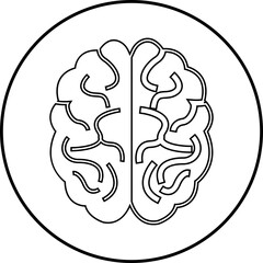 Human internal organ anatomy brain con. Brain mental healthcare sign line vector isolated on transparent background. Science symbol skin layer intestine linear Pictogram.