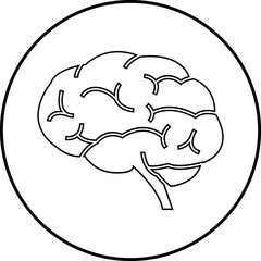 Human internal organ anatomy brain con. Brain mental healthcare sign line vector isolated on transparent background. Science symbol skin layer intestine linear Pictogram.