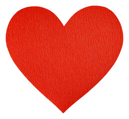 Bright red heart for decorations isolated on transparent background