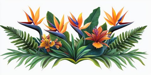 Vibrant Tropical Plants with Exotic Flowers and Lush Green Foliage in a Colorful Arrangement for Nature Lovers