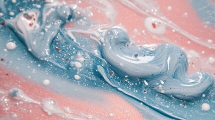 Obraz premium Abstract Swirling Paint Textures in Blue and Pink Hues