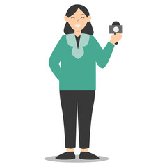 People Journalist Character in Flat Cartoon Design. Vector Illustration