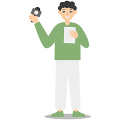People Journalist Character in Flat Cartoon Design. Vector Illustration