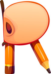 School education font pencil case stationery R letter. Kid education cartoon stationery typeset symbol, creative classes tool vector English alphabet letter or child learning supply ABC font element