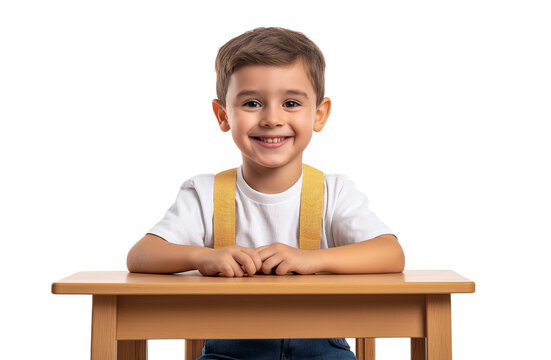 little boy sitting at table