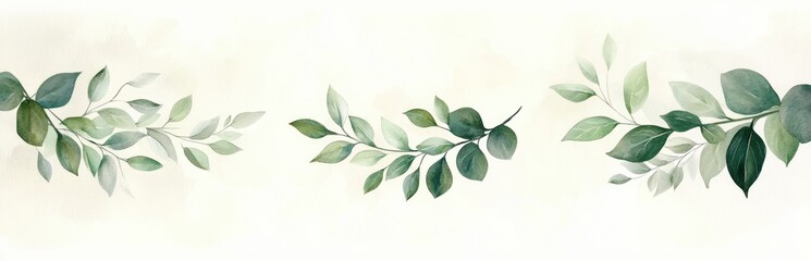 Naklejka premium Watercolor Leaves Invitation Card Design Floral Elements Botanical Illustration Vintage Template