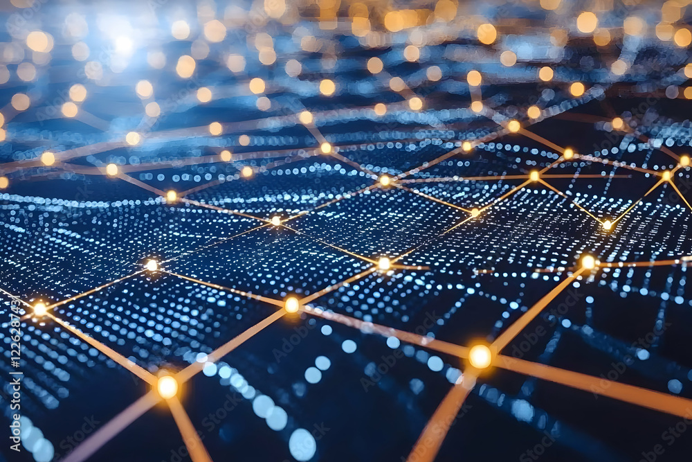 Poster global network connection, data flow, abstract background