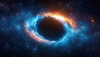 Obraz premium Abstract Cosmic Black Hole in Vibrant Blue and Purple Galaxies with Glowing Halo