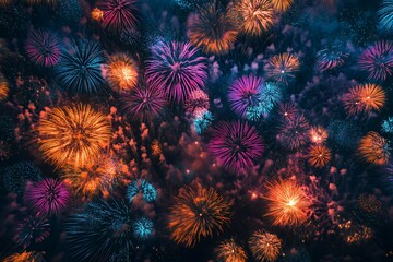 Vibrant Fireworks Display Illuminating The Night Sky