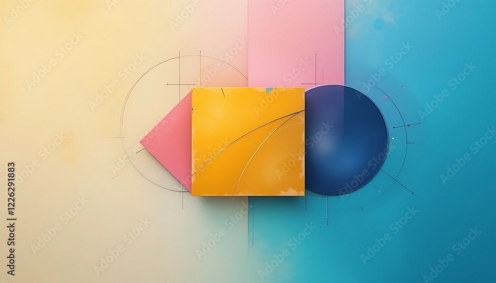 Poster abstract geometric shapes color block design