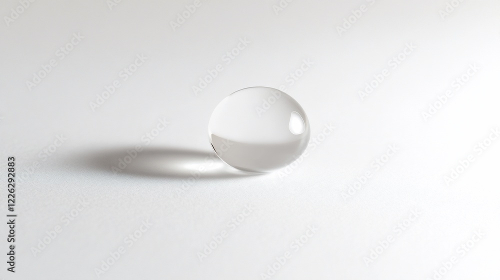 Poster A minimalist image featuring a single transparent sphere on a plain white surface casting a soft shadow