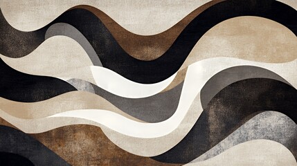 Abstract Wave Pattern in Earthy Tones