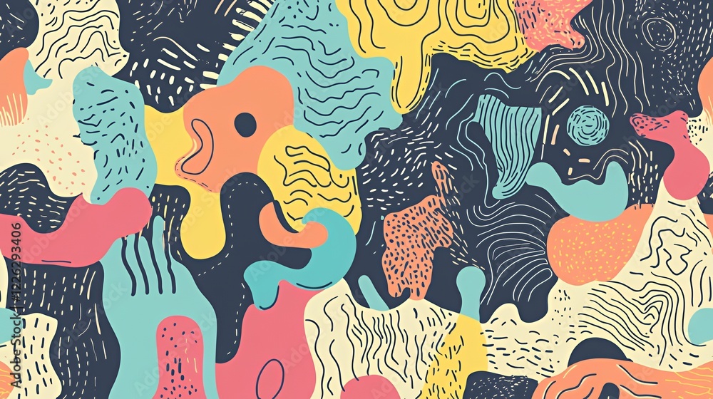 Poster abstract colorful shapes pattern design with lines