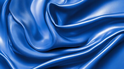 Fototapeta premium Draped Blue Satin Fabric Showing Rich Texture