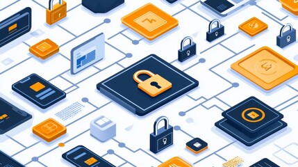 Obraz premium Exploring the Vibrant World of Technology Patterns and Devices for a Safer Digital Future Built on Innovative Solutions