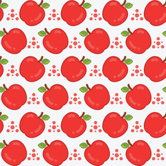 Cute Red Apple Pattern with Dots Seamless Vector Background Design