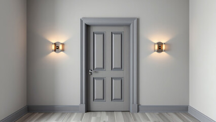 Elegant Gray Door with Symmetrical Wall
