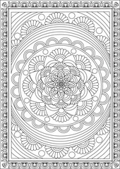 Outline mandala coloring page for coloring book vector art