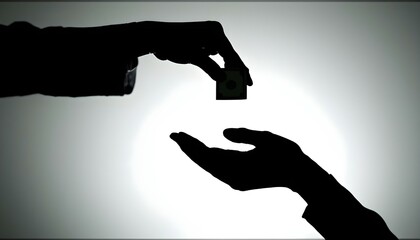 Silhouette of a hand offering money and another hand rejecting it, symbolizing anti-corruption, ethics, and integrity in business.