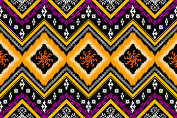Geometric ethnic Figure aztec embroidery style.Ikat oriental traditional art pattern.Design for ethnic background,wallpaper,fashion,clothing,wrapping,fabric,element,sarong,graphic,vector illustration.