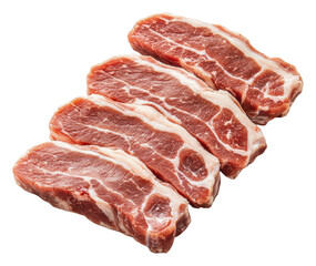 Obraz premium Freshly cut pork belly slices ready for cooking isolated on transparent background