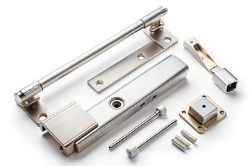 Automatic Hydraulic Door Closer Kit - Overhead View, Isolated on White