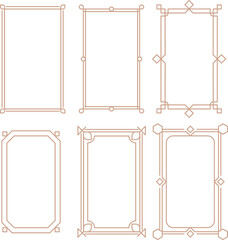 A set of smooth rectangular frames with horizontal borders in oriental style for video thumbnails, banners, web presentations, cards, vector.