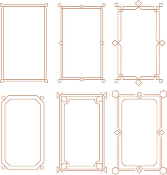 A set of smooth rectangular frames with horizontal borders in oriental style for video thumbnails, banners, web presentations, cards, vector.