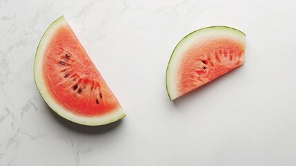 Summertime Watermelon Slices on Marble
