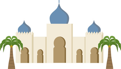 Ramadhan decoration illustration with with mosque