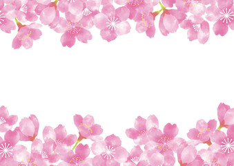 水彩で描いた桜のフレーム