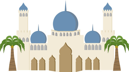 Ramadhan decoration illustration with with mosque