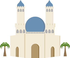 Ramadhan decoration illustration with with mosque