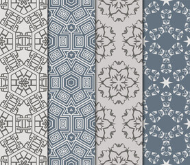 Fototapeta premium set of decorative floral seamless pattern. vector illustration. for invitation, greeting card, wallpaper, interior design