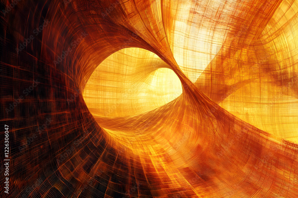 Poster abstract orange tunnel; light at end; infinite loop; design concept