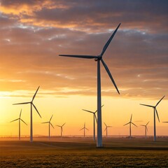 wind turbine at sunset