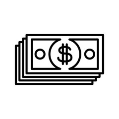 Obraz premium One dollar bill icon: vector illustration, icon line