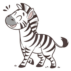Obraz premium Cute Cartoon Zebra with Simple Stripes and Swishing Tail. Perfect for: Safari Theme Parties, Wildlife Awareness Events