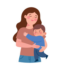 Mother Holding Toddler Illustration vector